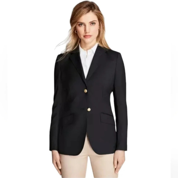 Brooks Brothers X Loro Piana Navy Blue Two Button Wool Blazer Lined Size 16 - Picture 2 of 11